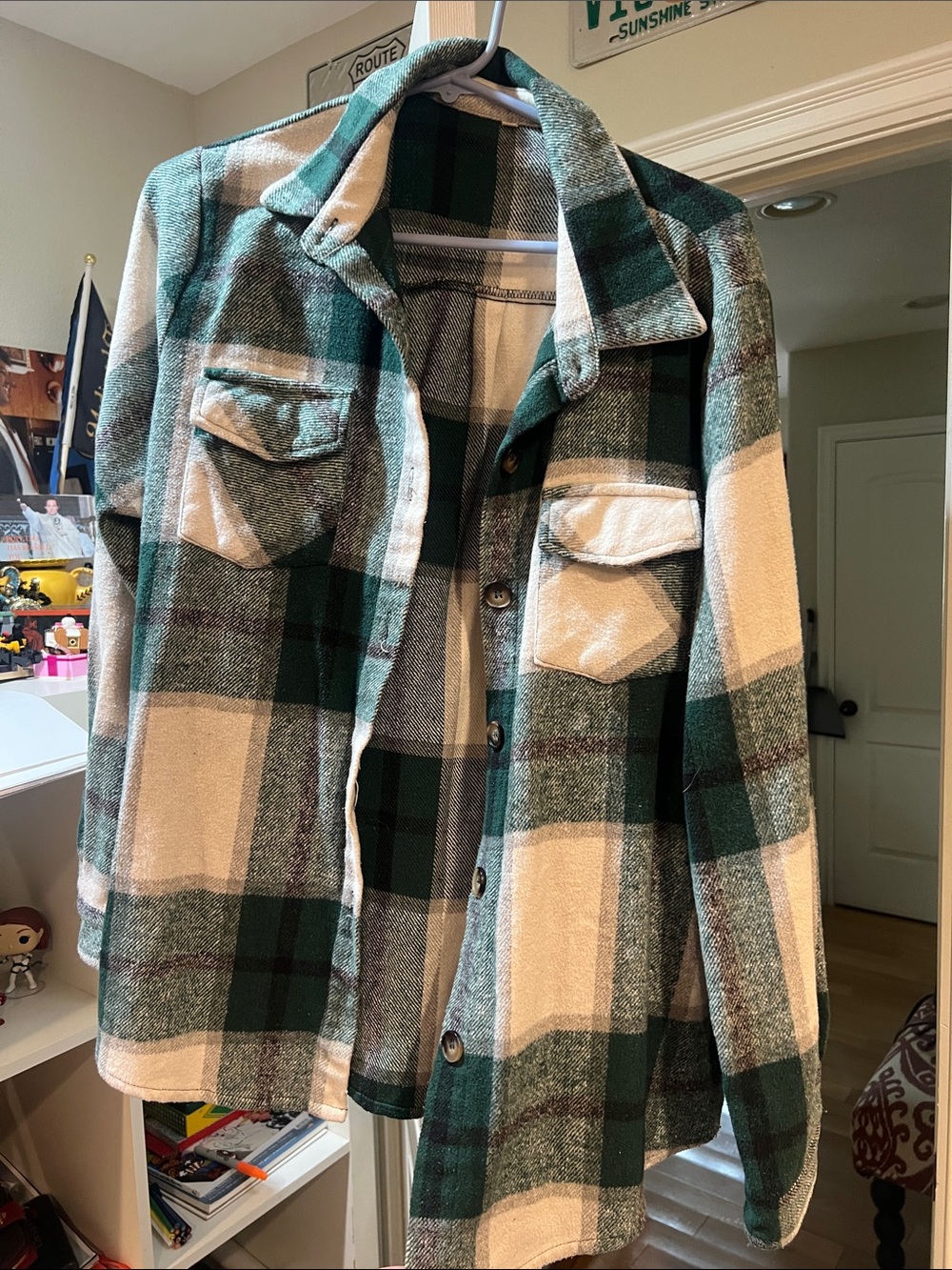Green and White Plaid Jacket